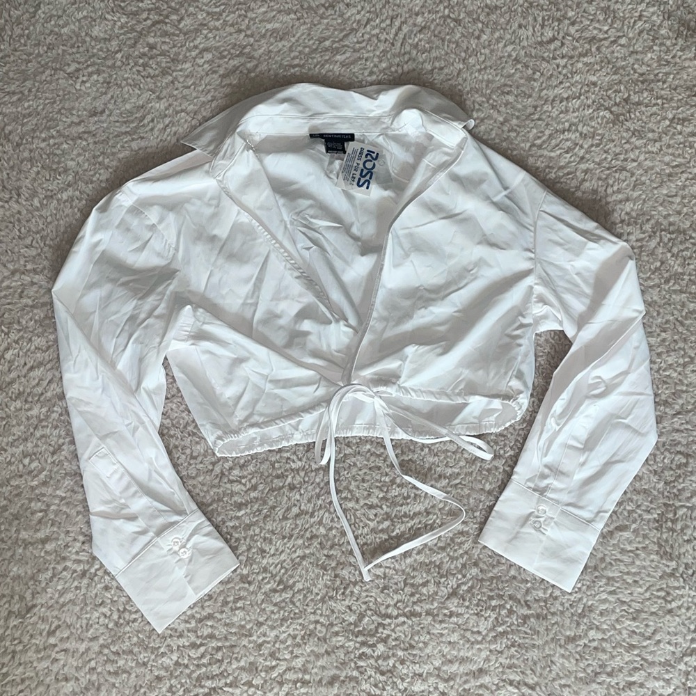 White Tie-Front Top